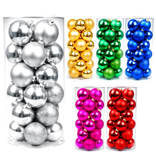 KPNUWN 24ct Silvery Christmas Ball - 1.18 Inch Shatterproof Christmas Tree Decoration Ornaments Hanging Ball for Xmas Tree, Holiday, Wedding, Party