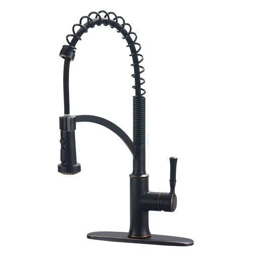 GUUKAR Bronze Kitchen Faucet with Pull Down Sprayer, Oil Rubbed Bronze Single Handle High Arc Commercial Farmhouse Kitchen Sink Faucet with Deck Plate