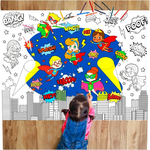 ZOIIWA Hero Themed Coloring Poster for Kids Giant Coloring Poster Large Hero Coloring Tablecloth Jumbo Coloring Books for Kids Gift Classroom Home Birthday Party Supplies Favor 31.4 X 43.3 Inch