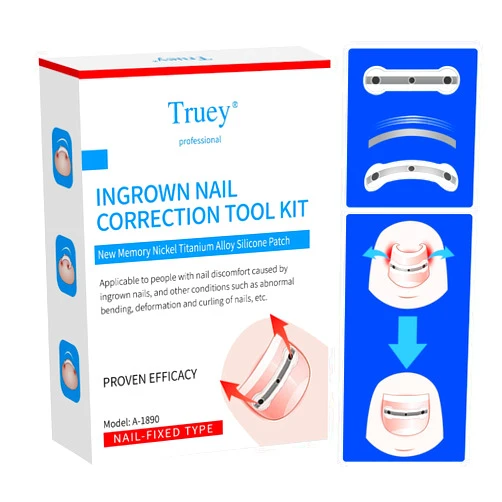 Truey Titanium Alloy Silicone Ingrown Toenail Treatment, correction patch, Ingrown Toenail Corrector, Nail correction tool, Ingrown Toenail Removal Kit, Cuttable Suitable for Any Toenail Size,reusable