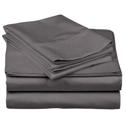 Unique Beddings Heavy 1500-TC 100% Pima Cotton 6-PCs Sheet Set (1 Fitted, 1 Flat, 4 Pillowcase) Fits Mattress 18-21'' Deep Pocket (King Size) Premium Italian Finish Bed Sheets for Bed (Solid, Grey)