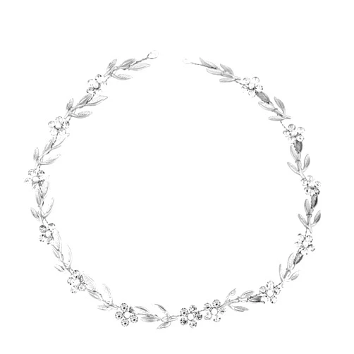 Salbsever Crystal Leaf Pearl Hair Vine Tiara Headpiece with Flower Headband for Wedding Brides and Women - Silver