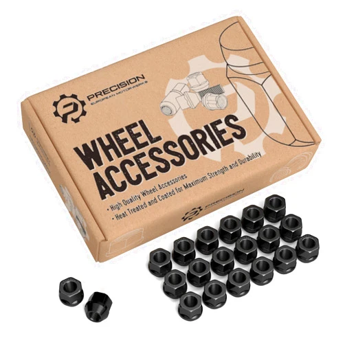 StanceMagic 20pcs Black Open End Lug Nuts - Metric 14x1.5 Thread Size - 0.81