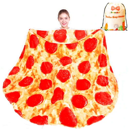 mermaker Pepperoni Pizzas Blanket 2.0 Double Sided 80 inch for Adult and Kids, Pizzas Blanket Adult Size, Realistic Food Blanket, 285 GSM Soft Pepperoni Blanket, for Teenage Boys Girls