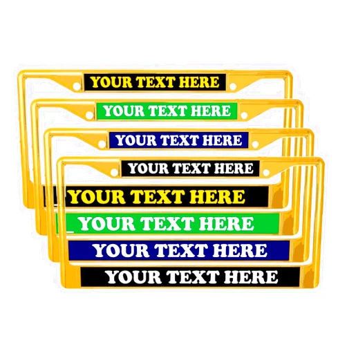AlphaNumeric Engravers Personalized License Plate Frame Gold Metal Frame