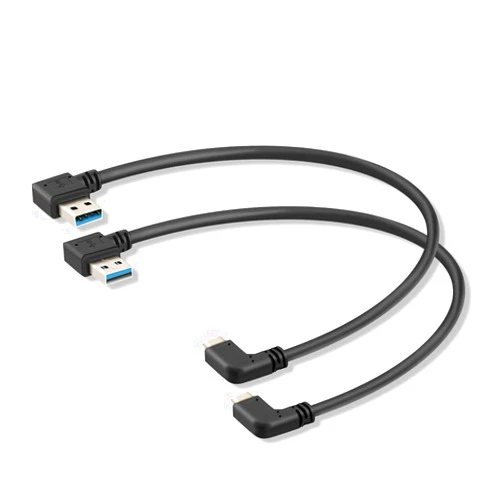 Oxsubor USB C 90 Degree Right Angle Cable Extension USB 3.0 Type c Cable Left & Right Angle Male (20CM,8IN)(2 Pack) (Type c Cable Left and Right)