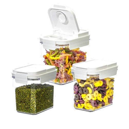 XhOSLAnd Cereal Storage Container Set with Measuring Cups, Pantry Organizer, Food Portion Containers (FG-S-3PCS)