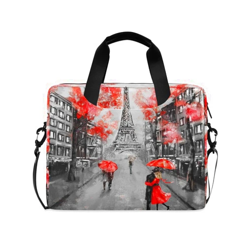 ALAZA France Paris Eiffel Tower Laptop Case Bag Sleeve Portable Crossbody Messenger Briefcase w/Strap Handle, 13 14 15.6 inch