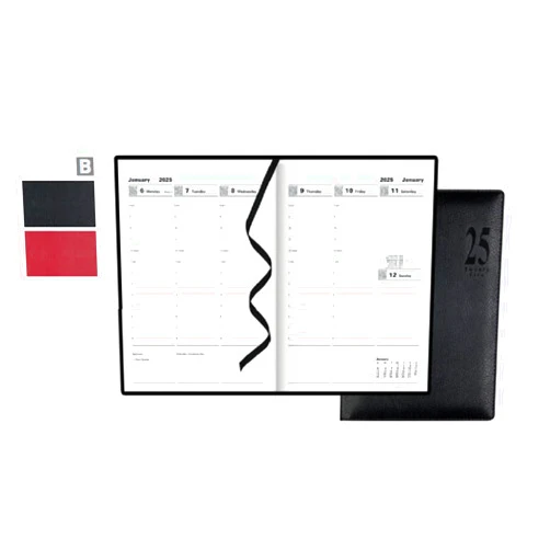 Letts of London Milano A5 Vertical Week to View Planner With Appointments 2024, 8.25-inch Length (Black)