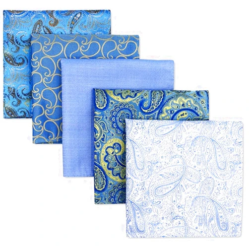 AIGOEGJJWWGGN 5 Pieces Assorted Mens Pocket Square Silk Handkerchief Set Colorful Large Accessories (Color : D, Size : 1)