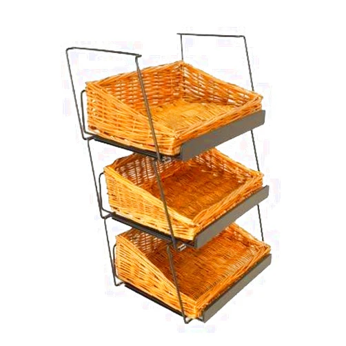 Mobile Merchandisers CRST1306-3B-MB 3-Tier 3 Rectangular Willow Basket Counter Display Rack