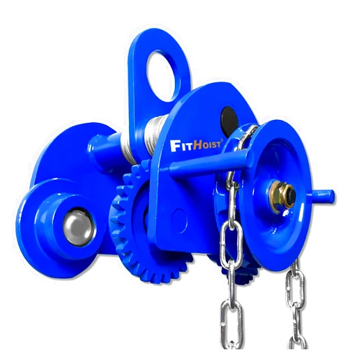 FITHOIST Manual Chain Trolley 1 Ton, 2200LBS Capacity Adjustable Gantry Crane Trolley, Fits I-Beam Flange Width 3” to 5”, Heavy-Duty Hoist Trolley with Hand Pull Chain for Industrial and Warehouse