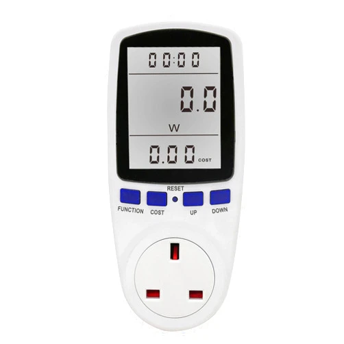 RYGRZJ Power Meter Electricity Usage Monitor,Electricity Usage Monitor Socket LCD Display,Energy Power Consumption Analyzer,Watt KWH Outlet Power Meter Socket for Home Hotel No backlight White
