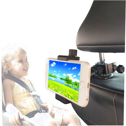 WELLMETE Car Headrest Phone Holder for Kids Back Seat - Compatible with iPhone, Samsung and Other Cell Phones - Enduring Adjustable Plastic Phone Holder