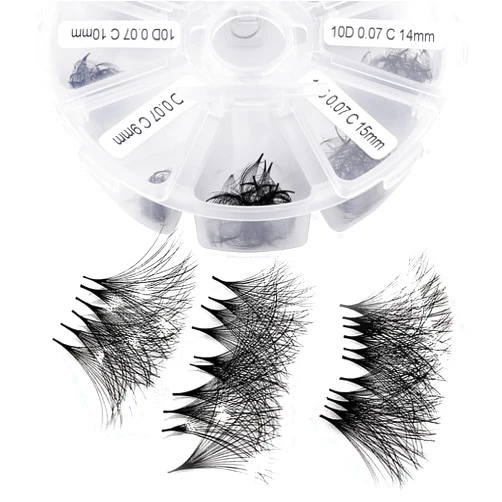 WENDY LASHES Premade Fans Eyelash Extension 500 Fans Handmade Loose Volume Lashes Mutiple Options 10D Pre-made Fans 0.07mm Thickness C/D Curl 9-16mm/13-20mm Volume Eyelash Extensions by WENDYLASHES