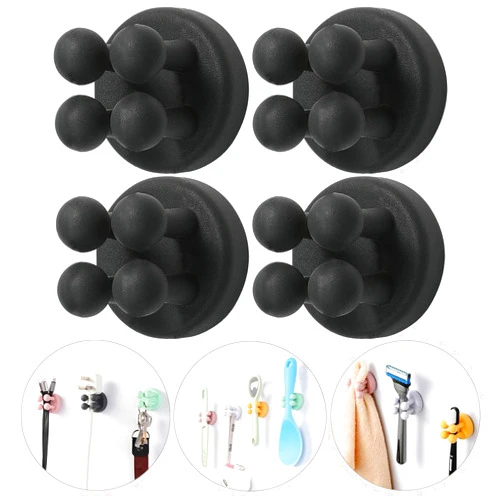 ZEZHOU Razor Holder Shaver Hook Hanger Stand - 4Pcs Silicone Toothbrush Holders for Shower Wall Mounted Self Adhesive Cute Utility Bathroom Kitchen Organizer Storage Hook for Hanging Loofah Towel Tooth Brush