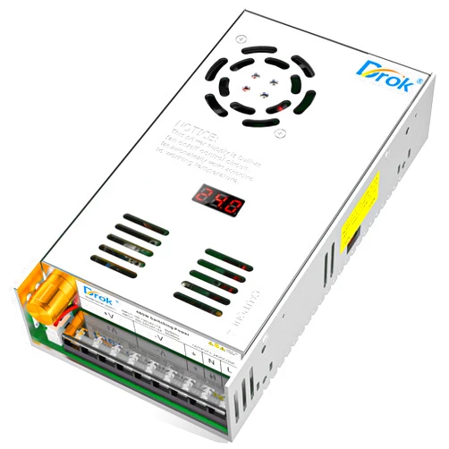 DROK 24V Power Supply, AC 110V/220V to DC 0-24V 20A 480W Buck Converter, Variable Adjustable Adapter Regulated 5V 12V 24V Volt Switching Voltage LED Transformer 20A Amp Charger for Computer Lab