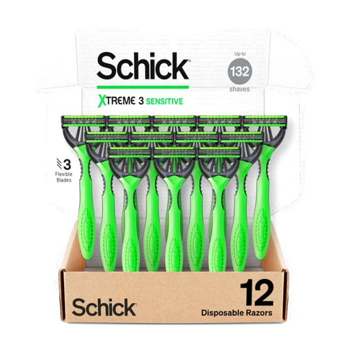 Schick Xtreme 3 Original Razor — Disposable Head Razor for Sensitive Skin, 12 Count