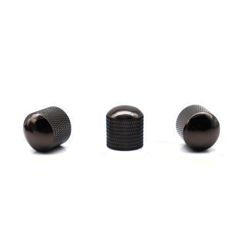 Samherome 3pcs Gloss Black Metal Guitar Knobs Volume Tone Control Knobs Dome Knobs for Fender Telecaster Gibson Les Paul Electric Guitar Bass, Fits 18 Coarse-Spline（Black）