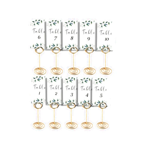 Generic 10Pcs Gold Table Number Holders with 10 Table Numbers Cards - 3.35 Inch Table Number Stands – Name, Picture, Place Card Holder for Centerpieces, Wedding Reception, Birthday, Restaurant & Parties