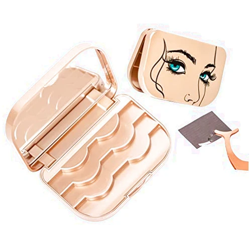 Generic Champion Gold Eyelash Storage Case Organizer With Makeup Mirror Frame Box, Magnetic Lash Packaging Travel Bag