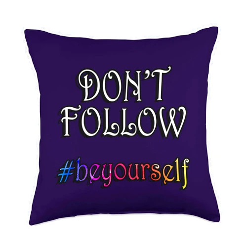 Cute'NSassy Custom Designs Kindness Graphic Design Be Yourself Inspirational Quote Throw Pillow, 18x18, Multicolor