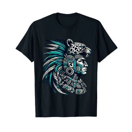 Aztec Tribal Axolotl Artwork Design Aztec Warrior Jaguar T-Shirt