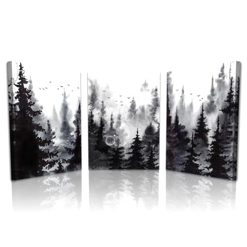 Lapremoly Wall Decorations For Living Room Canvas Wall Art For Bedroom Office Home Wall Decor Black And White Forest Scenery Wall Paintings Modern Abstract Art Prints Ready To Hang Pictures 3 Piece