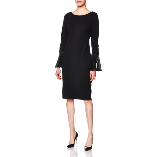 Calvin Klein Women's Chiffon Bell Sleeve Sheath Dress