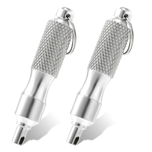 AOZUO 2PCS Valve Core Removal Tools, Portable Valve Stem Tool Stainless Steel Tire Valve Core Disassembly and Repair Tool with 2pcs Keyring for Bicycle Car Motorcycle Repair Install Accessory