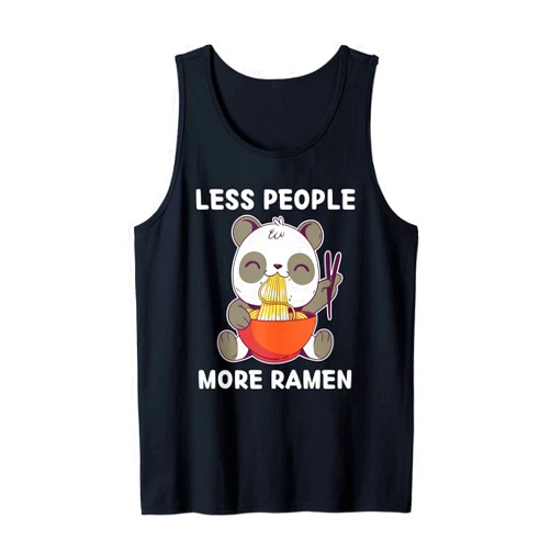 Kawaii Panda Less People More Ramen Cute Kawaii Panda Less People More Ramen Kawaii Aesthetic Tank Top