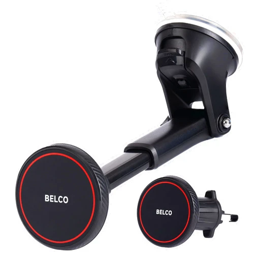 BELCO Magnetic Phone Holder for Car – Suction Cup Phone Mount with Adjustable Rotating Arm and Lock Mechanism for Dashboard, Windshield, Air Vent – Compatible with iPhone and Android