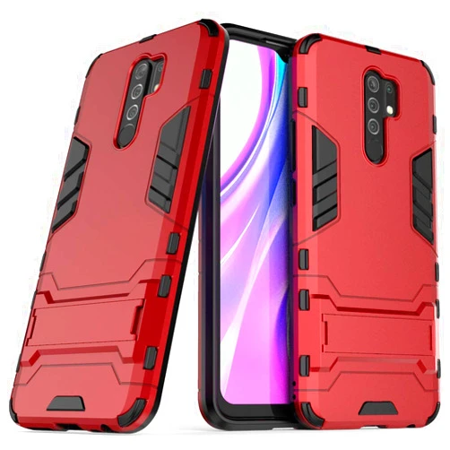 SCIMIN Hybrid Case for Redmi 9 Prime,Shockproof Cover for Redmi 9 Prime,Dual Layer Protection Rugged Case Hard Shell Cover with Kickstand for Redmi 9 Prime