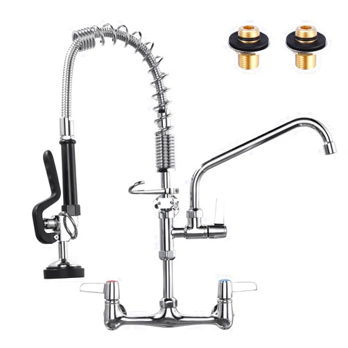 ARCORA Commercial Kitchen Faucet Wall Mount: with Pre-Rinse Sprayer - ARCORA Industrial Restaurant 21