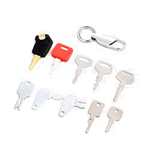 Aree 10 Heavy Construction Equipment Ignition Keys Sets with Keychain for Caterpillar Case JD Hyster Komatsu Keys Heavy Equipment