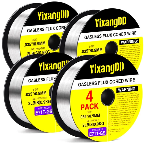YixangDD 4 Packs 035 Flux Core Welding Wire, E71T-GS Gasless Mild Carbon Steel Mig Welding Wire, 2-Pound Spool Flux Core Wire Compatible with Most Welder