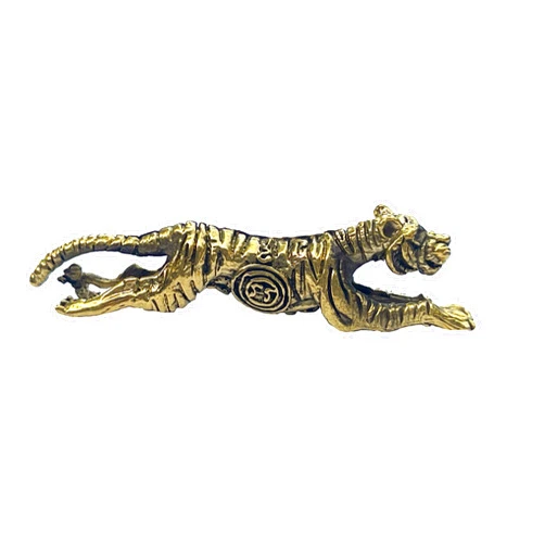 Land of Simple Treasures Brass Tiger Figurine – Miniature Collectible Feng Shui Amulet for Protection, Wisdom, Good Luck, Courage, Magic – 2.25” Long