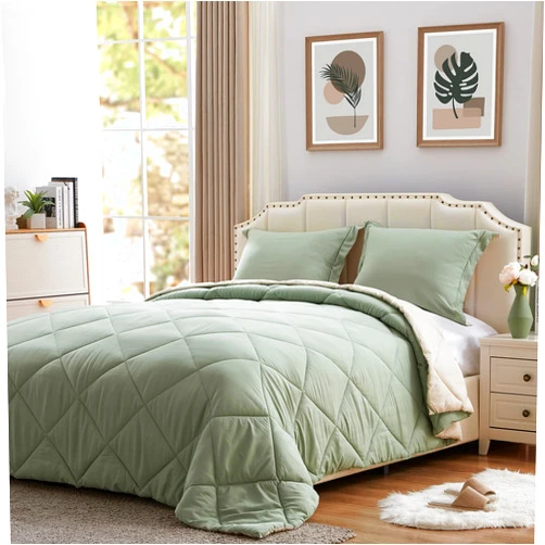 NexHome Queen Comforter Set - Sage Green Comforter Queen Size Bedding Set - Soft Reversible Down Alternative Comforter Bed Set All Seasons 3 Pieces 1 Comforter (88