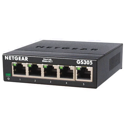 NETGEAR 5-Port Gigabit Ethernet Unmanaged Essentials Switch (GS305) - Home Network Hub, Office Ethernet Splitter, Plug-and-Play, Silent Operation, Desktop or Wall Mount