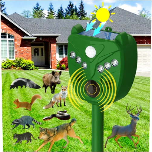 Navisovl Solar Ultrasonic Animal Repellent Outdoor - NAVISOVL - Cat, Squirrel, Deer Repeller, Motion Sensor&Flashing Light, Repel Dogs,Boar,Deer,Fox,Raccoon,Skunk,Rabbit,Bird Deterrent for Yard&Farmland