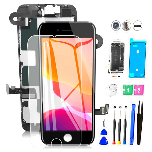 Mobkitfp for iPhone 8/SE 2020 Screen Replacement Full Assembly Black with Front Camera+Ear Speaker+Sensors, 4.7