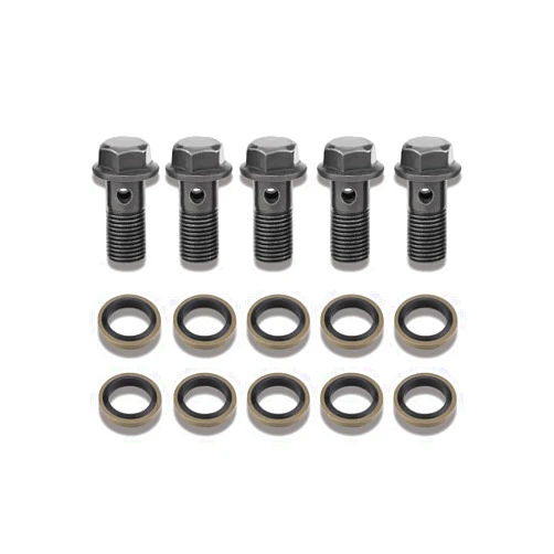 Keenso 5Pcs M10x1.25 Banjo Bolt, Hard Iron M10x1.25 Banjo Fittings Motorcycle Banjo Screws for Brake Caliper Master Cylinder
