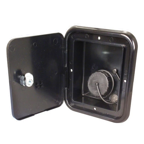 Thetford|B&B Molders RV Replacement Parts and Accessories Camper Gravity Water Inlet Fill for 1 1/4 inch or 1 3/8 inch Connections Hatch Black PN 94252