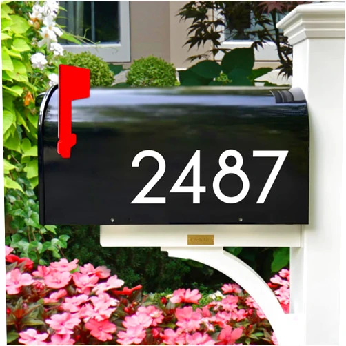 CecilyArts Reflective Mailbox Numbers, White Self Adhesive Numbers for Mailbox (2 Inch x 5 Sets), Modern Style, Premium Decal Die Cut and Pre-Spaced for Signs, Door, Home, Address Number
