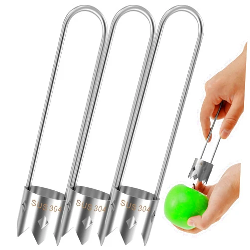 Bigjvbfv 3Pcs Pepper Corer, 2 in 1 Pepper Seed Corer Remover, Stainless Steel Chili Corer with Handle Hangable Pepper Seed Removal Tool Practical Chili Seed Remover Efficient Pepper Corer Tool for Home
