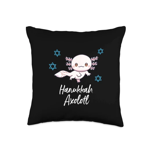 Hanukkah Axoltol Funny Holiday Jewish Gifts Hanukkah Axolotl Jewish Funny Chanukah Family Holiday Throw Pillow