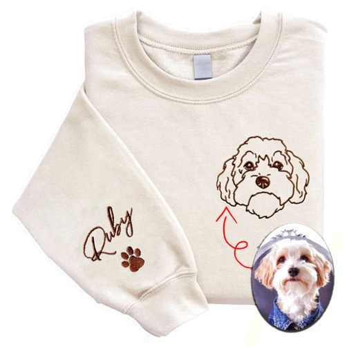 LOVELYPOD Custom Embroidered Dog Mom Sweatshirt with Dogs Names, Pet Photo Shirt, for Dog Lovers