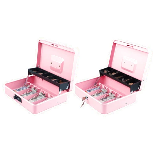 Xydled Cash Box with Money Tray and Combination&Key Lock,Tiered, Cantilever Design,4 Bill / 5 Coin Slots,11.8