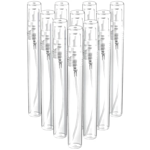 FANDAMEI Mini Clear Spray Bottle, 10 Pack 8ml Mini Plastic Spray Bottle Empty, Fine Mist Refillable Mini Perfume Bottle, Perfume Atomizer, Small Empty Sample Containers, Plastic Portable Travel Bottle