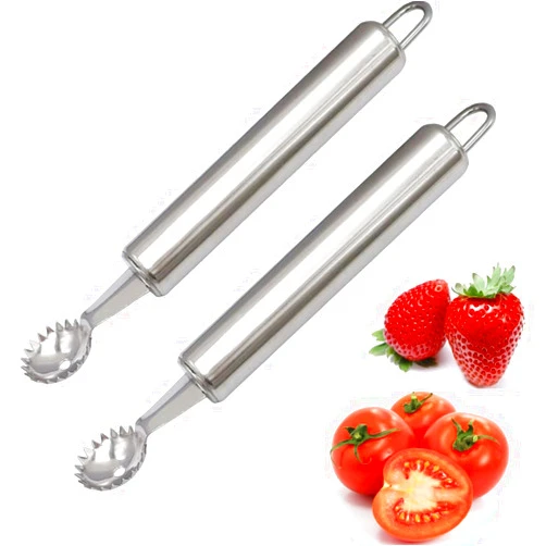 YARZFERI 2 Pcs Stainless Steel Tomato Corer Tool Strawberry Huller Tool Multi-Function Tomato Corer Remover for Strawberry,Tomato,Vegetable and Fruit Corer